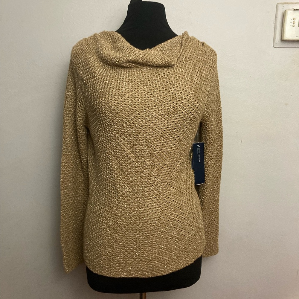 5-10 Jones New York Gold Sweater Shimmer Petite Large PL NWT